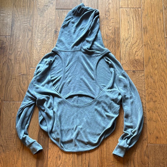 Free People Tops - Free People insanely soft Blue Hooded Open-Back Top